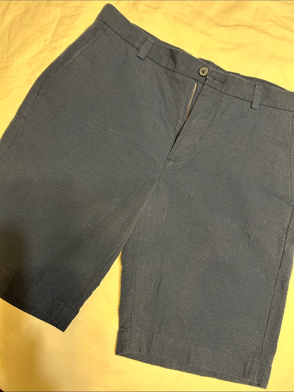 Brooks Brothers Navy Textured Flat-Front Shorts